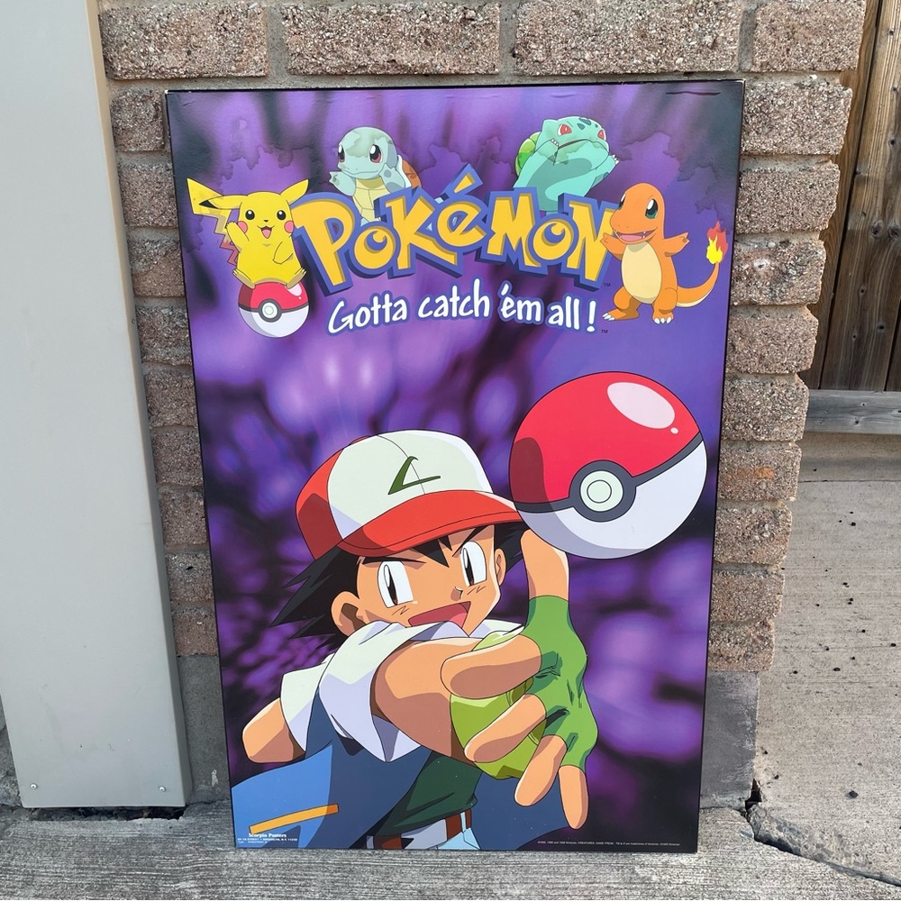 RARE 1999 Nintendo Pokemon Vintage Plaque Poster Gotta Catch ‘Em All